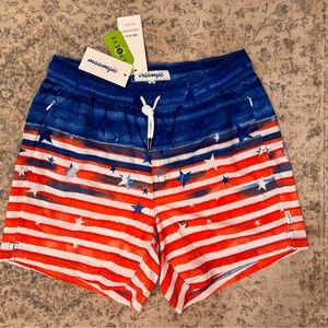 Maamgic Men's Red and Blue USA Swim Trunks NWT Size M